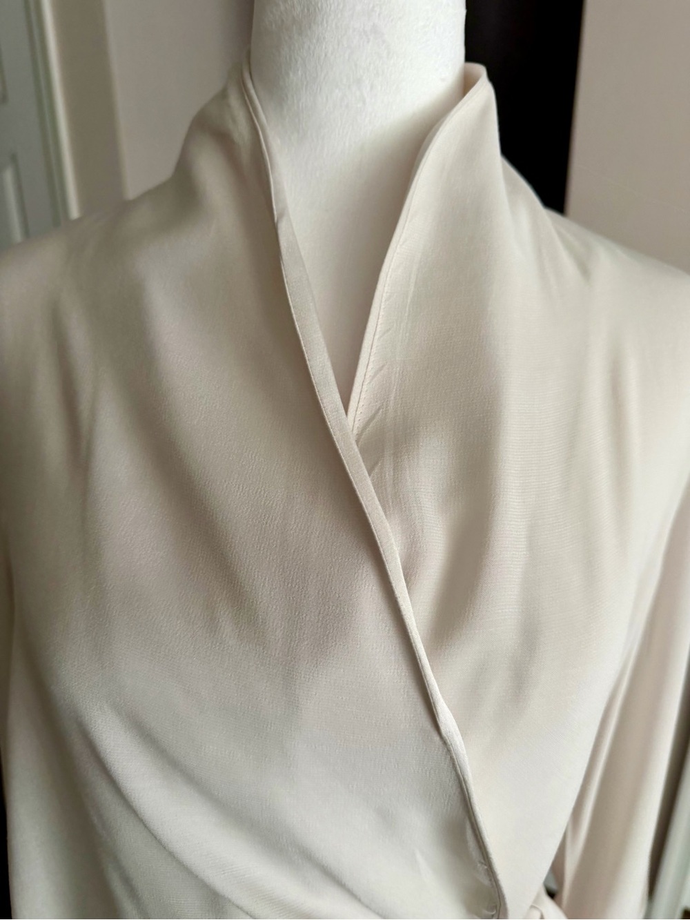 Mango Soft Cream Wrap Blouse with Side Tie - Picture 6 of 11